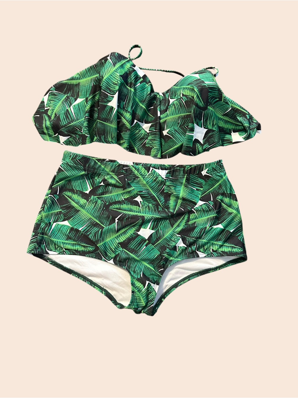 NWT Tropical Green Leaf Two-Piece Bikini Set
